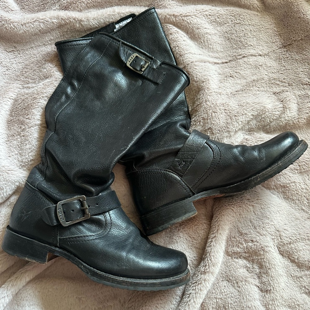 Frye Black Leather Veronica Slouch Boot Sz 7.5